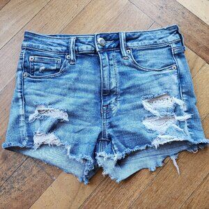 American Eagle Outfitters Hi-Rise Shortie Ripped Jean Shorts Size 6